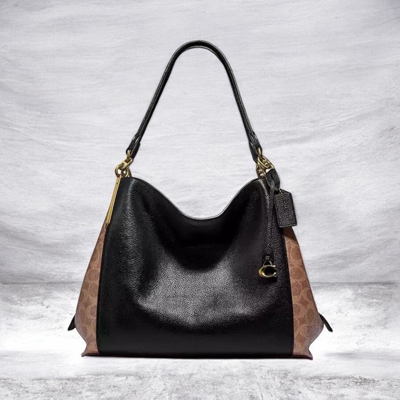 Coach Handbags - Coach Dalton 31, NWOT, with COA, Black Pebbled Leather and Brown Logo Canvas